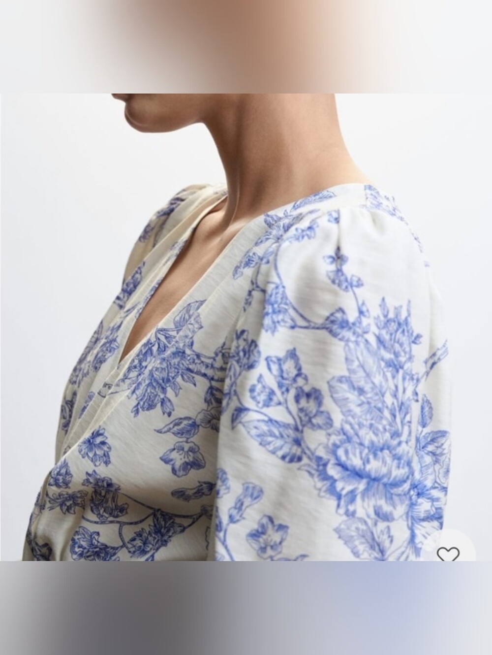 EUC Mango- Floral V-Neck Belted Dress Blue/Off White- Sz US 8